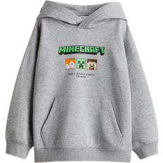 Minecraft Hoodies Barnkläder H&M Printed Hoodie - Grey Marl/Minecraft (1063809059)