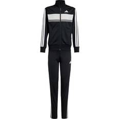 adidas Kid's Seasonal Essentials Tiberio 3-Stripes Tricot Tracksuit - Black/White/Grey Two (JY0509)