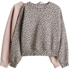 H&M Sweatshirts 2-pack - Light Pink/Leopard Print (1266181004)