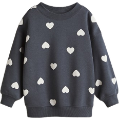 H&M Brushed Inside Sweatshirt - Dark Grey/Hearts (1246179035)