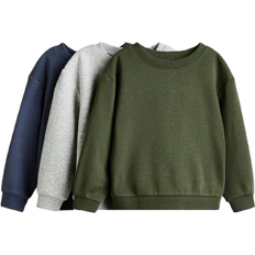 Enfärgade Sweatshirts Barnkläder H&M Pojke 3-Pack Sweatshirt - Dimblå/Mörkgrön