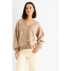 Wool Cardigans Wool Mix Cardigan Look Jumper - Camel