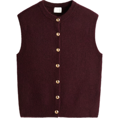 Elastane/Lycra/Spandex - Women Outerwear H&M Fine Knit Waistcoat - Burgundy