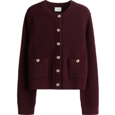H&M Dam Vinröd Ribbstickad Kofta
