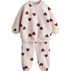 H&M Printed Sweatshirt Set 2-piece - Light Pink/Hearts (1301971004)