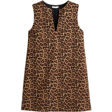 H&M Dame - Mørk Beige/Leopardmønstret Shiftkjole i twill - Size: L -