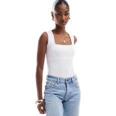 White - Women Bodysuits New Look Square Neck Bodysuit - White