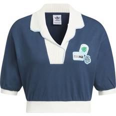 Adidas Natural Polo Shirts adidas Letter Block Comfort Casual Polo Shirt - Navy White