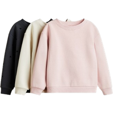 Enfärgade Sweatshirts Barnkläder H&M 3-Pack Sweatshirt Med Borstad Insida - Mörkgrå/Hjärta