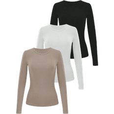 Shein INAWLY 3pcs Women All-Match Solid Color Slim Fit Long Sleeve T-Shirts