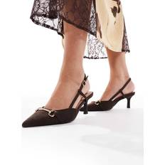 Heels & Pumps New Look Snaffle Detail Slingback Heeled Shoe - Dark Brown