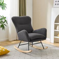 Fabric Rocking Chairs Fjørde & Co High Backrest 218.44cm Rocking Chair