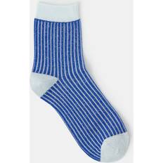 Tan Glitter Sparkle Stripe Socks - Blue White