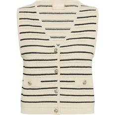 Dame - Stribede Overtøj Soaked in Luxury Strikvest Vest - Sort/Hvid