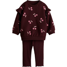 3-6M Övriga sets H&M Sweatshirt & Leggings Set 2-piece - Dark Red/Cherries (1297231002)