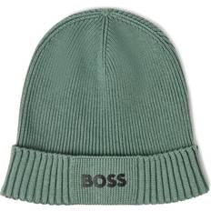 Golf - Men Beanies BOSS Logo Detail Beanie Hat Cotton Virgin Wool - Light Green