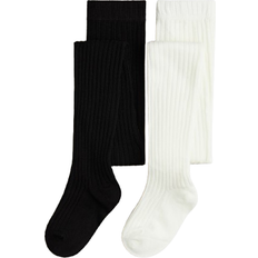 H&M Fine Knit Tights 2-pack - White/Black (0291333066)