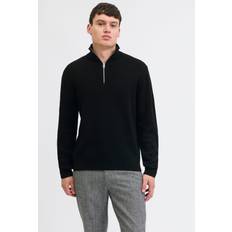 Jack & Jones Tröjor Jack & Jones Premium Stickad Tröja Med Kvartslång Dragkedja Svart