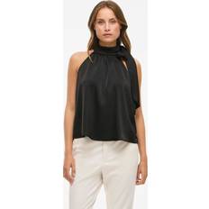 V-udskæring Toppe Vila Visally Halterneck Top Satin Bindebånd - Hvid