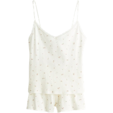 Vita Jumpsuits & Overaller H&M Bomullspyjamas Pointelle - Vit/Blommig