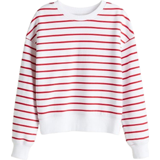 H&M Crew Neck Sweatshirt - White/Red Striped (1228171019)