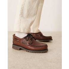Genbrugsmaterialer - Herre Sejlersko Timberland Authentic Klassiske Sejlersko Med 3 Snørehuller Gennemgående Flettet Design Læder - Brown