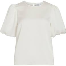 Cut-Out Bluser Vila Viellette Rund Udskæring Top Med Korte Ærmer - Hvid