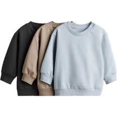 6-9M Sweatshirts Barnkläder H&M Baby Bomull Sweatshirt 3-Pack - Ljusblå/Mörkgrå