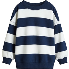 Organic Cotton Sweatshirts Children's Clothing H&M Oversized Crew Neck Sweatshirt - Dark Blue/White Striped (1245302030)