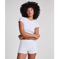 Hunkemöller Bukser & Shorts Hunkemöller Pointelle Shorts Natbukser - Lysegrå
