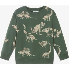 Name It Ensfarvet Sweatshirts Name It Dinosaur Nilaus Garden Topiary Sweatshirt - Khaki/Mørkegrøn