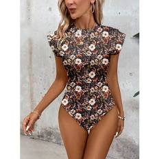 Florals - Women Bodysuits Shein Women's Casual Ditsy Floral Bodysuit - Spring Summer