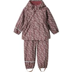 Name It Rød Børnetøj Name It NmfDry10 Fig Mini Dry10 Fig Set - Brun/Lysegrå/Aubergine/Hvid