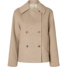 Dam - Ull Jackor Selected Övergångsjacka Slfalma Wool Blend Jakke - Beige