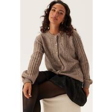 Object Objflora Re Ls Knit Button Cardigan - Beige