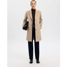 Golf Frakker Selected Uldblanding Overgangsfrakke - Creme