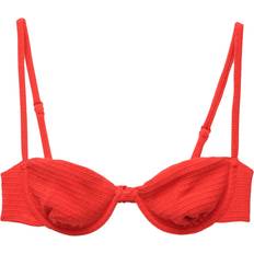 M Bikini Tops Pull&Bear Textured Balconette Bikini Top - Red