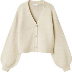 Hvid Trøjer Børnetøj Name It Normal Pasform Strikket Cardigan - Beige
