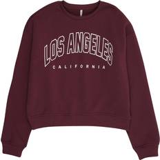 Lilla - Piger Sweatshirts Kids Only Mauve Wine Los Angeles Sweatshirt - Bær/Hvid