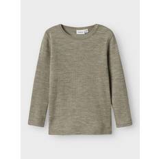 Grøn T-shirts Børnetøj Name It Nmnwax Uld Rib Bluse - Grøn