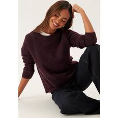 Dam - Lila Tröjor Selected Femme Lulu Ls Knit O-Neck Tröja - Aubergine