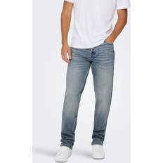 Cashmere Jeans Only & Sons Onsedge Mellemhøj Talje Straight Fit Jeans Blue Denim