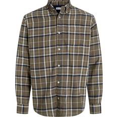 Fløjl - Herre Overdele Jack & Jones JJEClassic Flannelskjorte Med Tern Mørkeblå/Brokade/Hvid