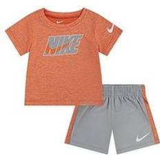 Nike Infant Boys Dri-Fit Shorts And T-Shirt Set - Orange/Grey