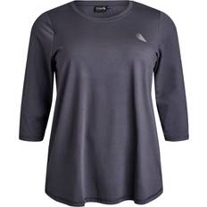 Zizzi Overdele Zizzi Træningstop ABASIC One 3/4 Blouse - Mørkegrå