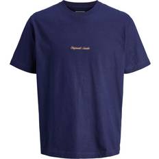 12-18M T-shirts Jack & Jones Jornorrebro EMB Tee Ss Cn Noos Jnr Camel/Mørkeblå