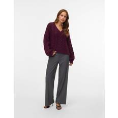 Dam - W34 Byxor Vero Moda Mw Straight Pant Medelhög Midja Byxor - Liath