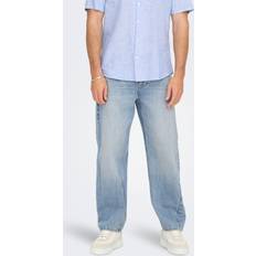 Herre - Ventilerende Jeans Only & Sons Onsfade Mellemhøj Talje Loose Fit Jeans Blue Denim