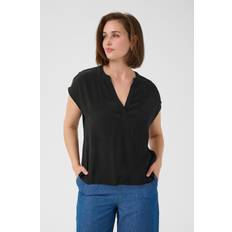 3XL Blusar Kaffe Blus Med V-Ringning - Svart