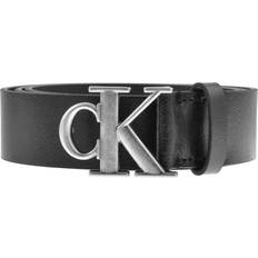 Calvin Klein Black Belts Calvin Klein Full Grain Leather Logo Buckle Belt - Black